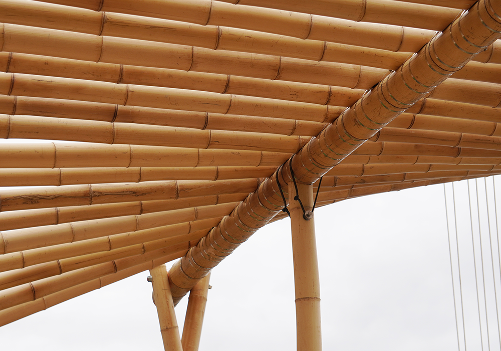 A close-up of 'The Wave' bamboo pole stage designed by Kodai and Associates architects