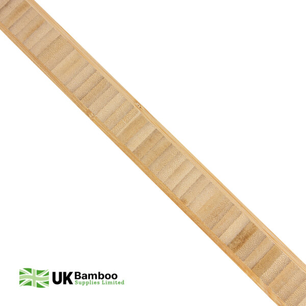 A close-up showing the side profile of the 30mm side pressed caramel bamboo plyboard