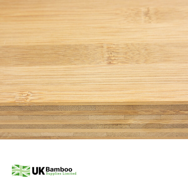 Top-down view of the 40mm 9 ply caramel bamboo kitchen worktop