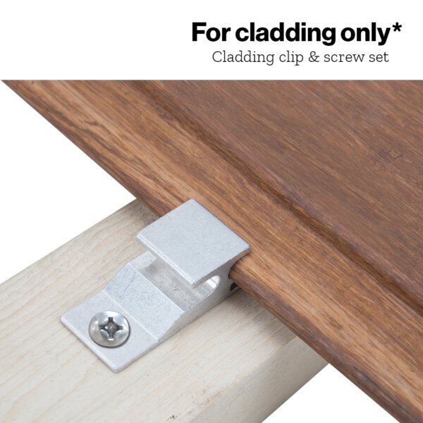 Explainer image showing how the cladding clips fit with the bamboo cladding's profile