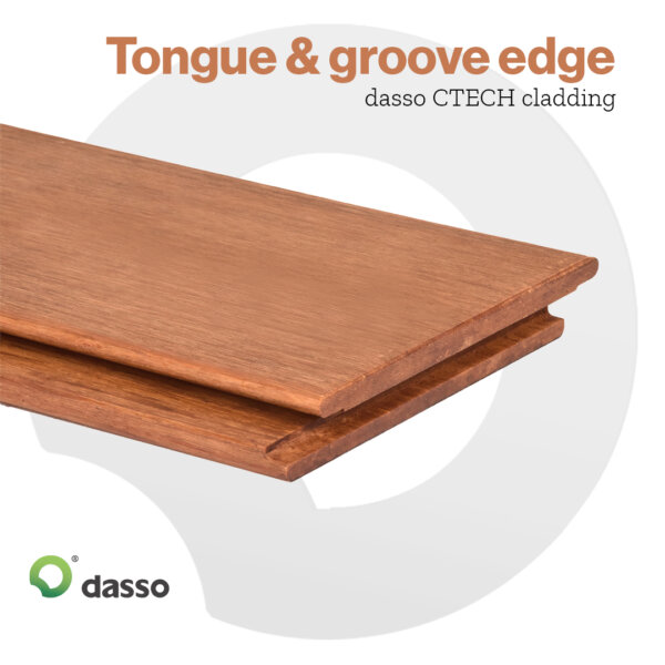 The tongue and groove edge of the CTECH fused bamboo cladding
