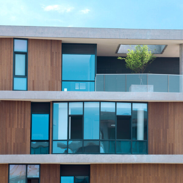 The CTECH fused bamboo cladding used to clad the exterior of a modern building designed by architects