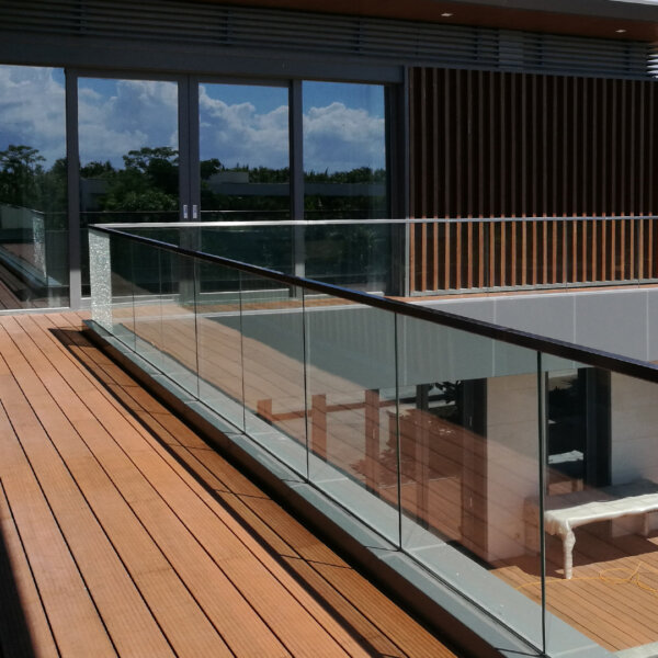 The CTECH bamboo decking installed on a modern balcony