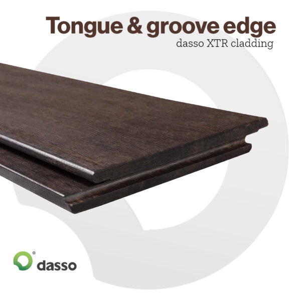 Product image showing the tongue and groove edge of the Dasso XTR bamboo cladding