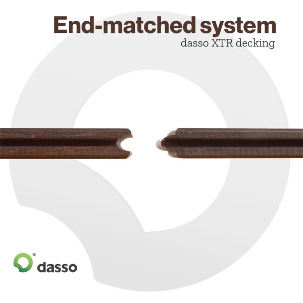 Product image showing the end-matched system of the XTR bamboo decking boards