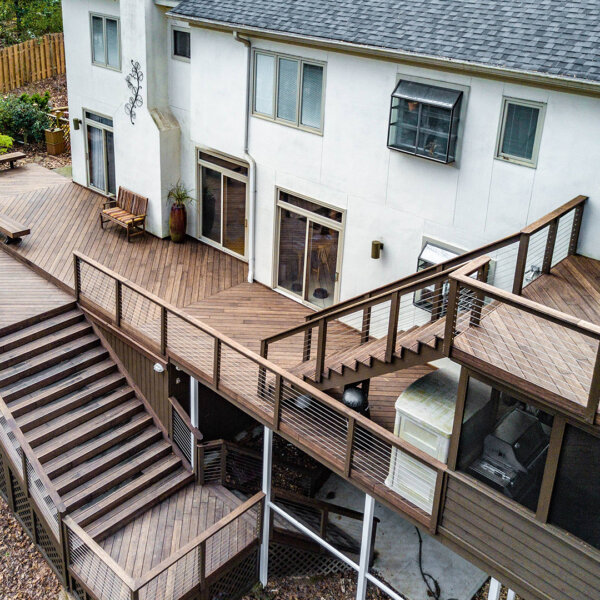 A project image of the Dasso XTR bamboo decking used in a residential project with outdoor balconies