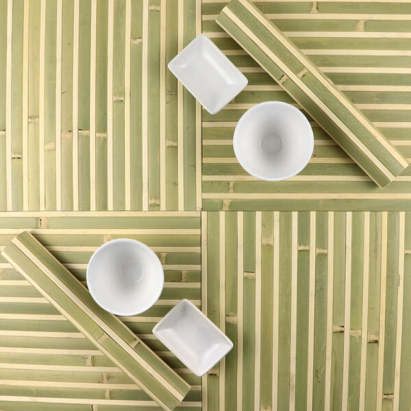 Mystic Forest flexible bamboo wall panelling used as placemats for dining