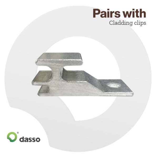 Explainer image showing what type of clip the bamboo cladding pairs with