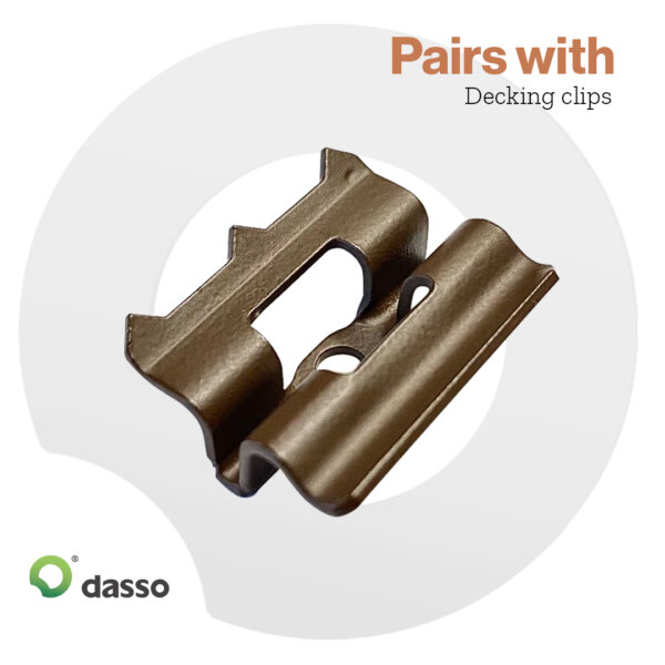 Image showing what clips the two-groove CTECH bamboo decking boards pairs with
