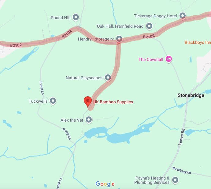 Map of UK Bamboo Supplies warehouse
